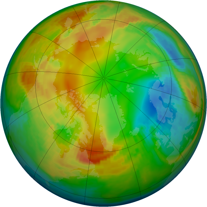 Arctic ozone map for 31 January 1992